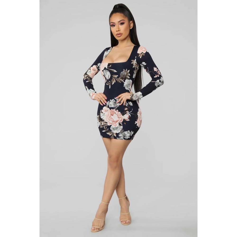 Fashion Nova Long Sleeve Floral Mini Dress Small